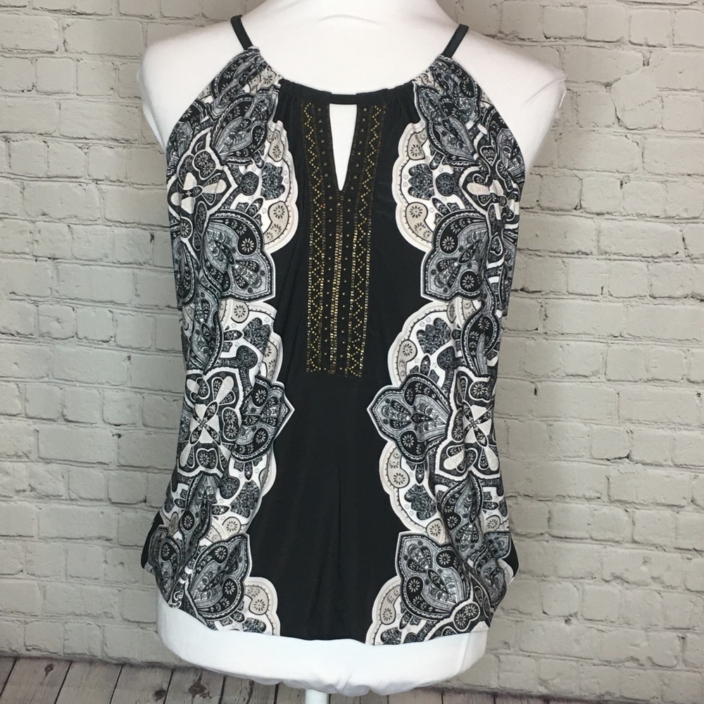 INC Regal Paisley Embellished Halter Top NWT